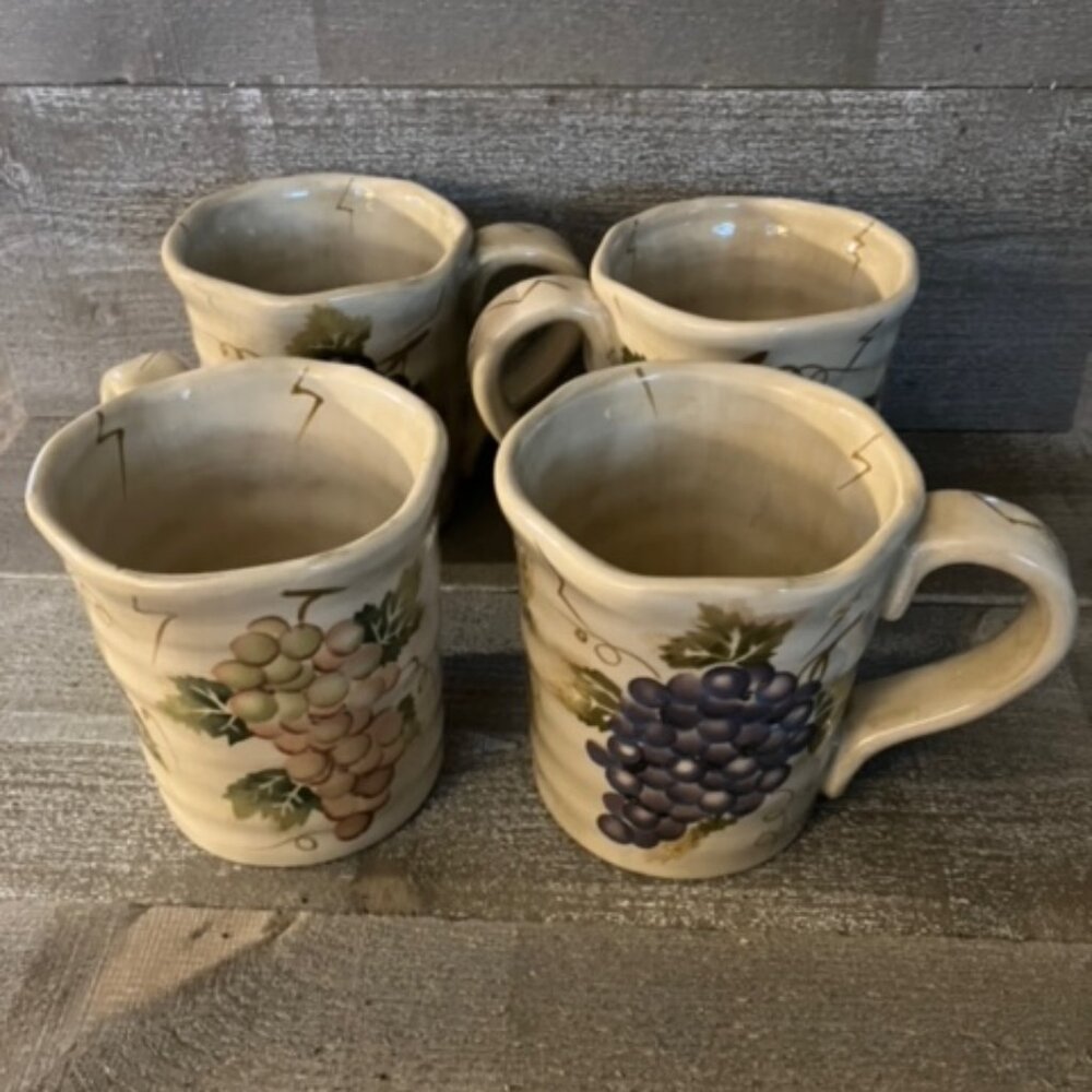 4 cabernet hand painted Coffee Mugs